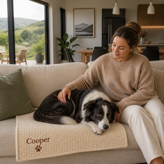 Personalized Fluffy Dog Blanket with Custom Embroidery