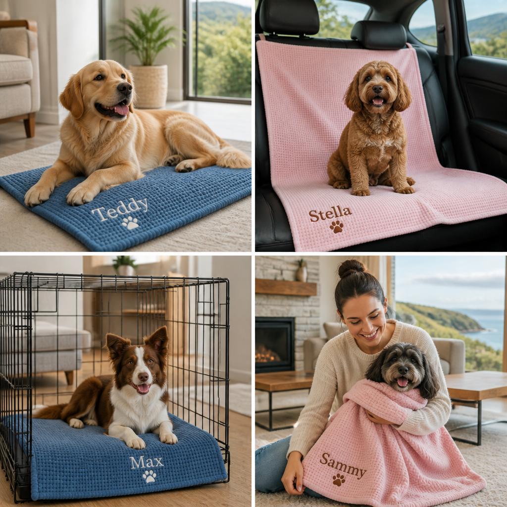 Personalized Fluffy Dog Blanket with Custom Embroidery
