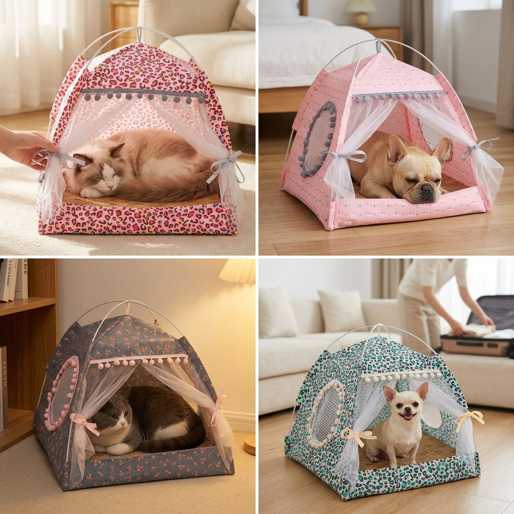 Cozy Retreat Pet Tent with Curtains