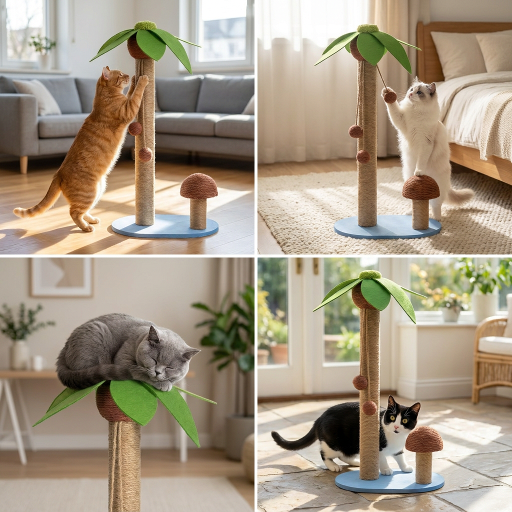Sisal Cat Palm & Mushroom Scratching Post