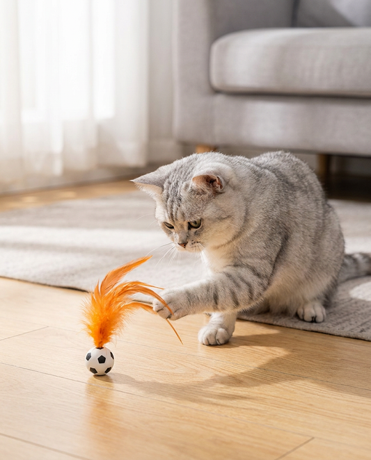 Cat Feather Rubber Ball Toy