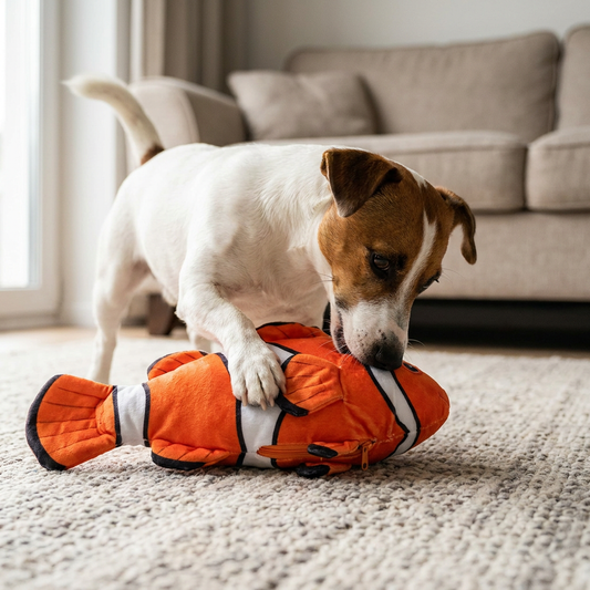 Interactive wriggly fish dog toy