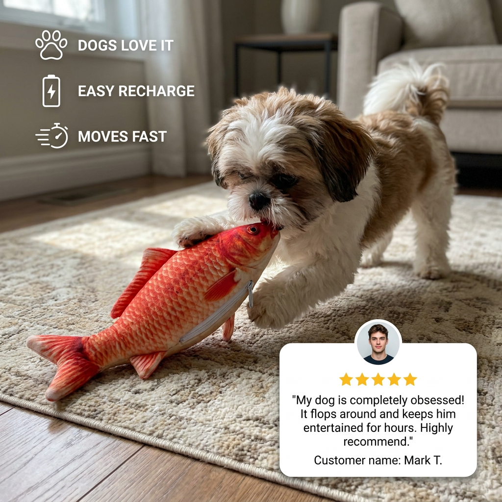 Interactive wriggly fish dog toy