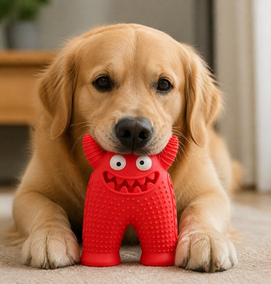 Durable Dog Dental Chew Toy – Tooth Cleaning Monster in Dog Colors