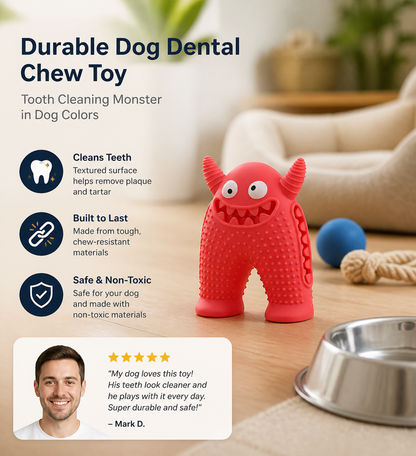 Durable Dog Dental Chew Toy – Tooth Cleaning Monster in Dog Colors