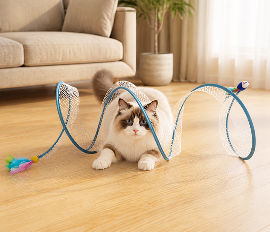 S-Shaped Cat Tunnel Toy – Interactive Foldable Play Tunnel
