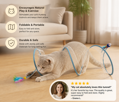 S-Shaped Cat Tunnel Toy – Interactive Foldable Play Tunnel