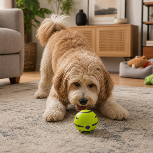 Interactive Squeaky Wobble Dog Ball – Durable Self-Play Toy