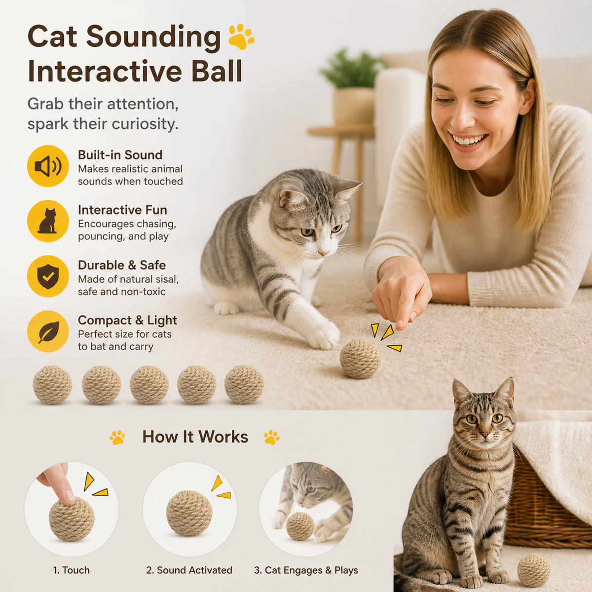 Cat Sounding Interactive Ball