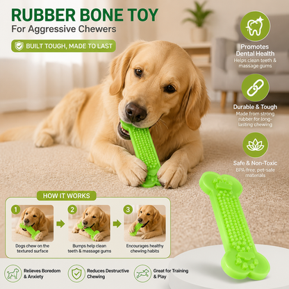 Rubber Bone Toy for Aggressive Chewers
