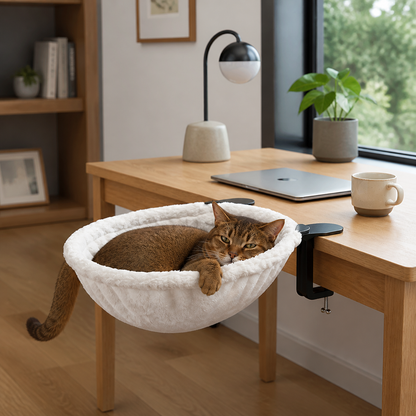 Premium Hanging Cat Hammock for Desks & Shelves