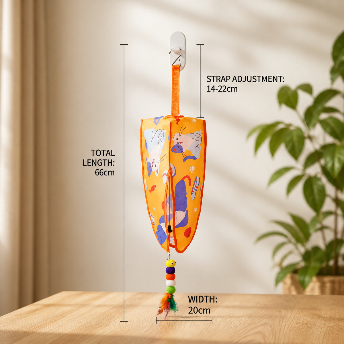 Automatic Hanging Cat Toy with Feather Teasers & Sound