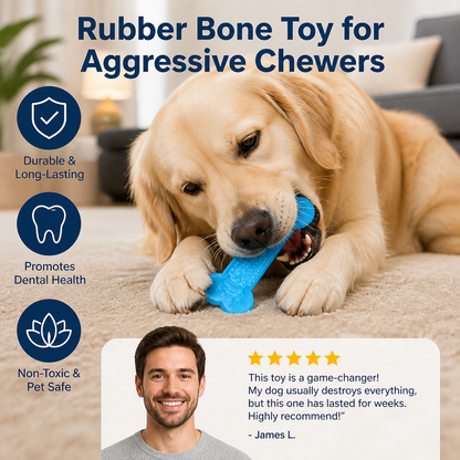 Rubber Bone Toy for Aggressive Chewers