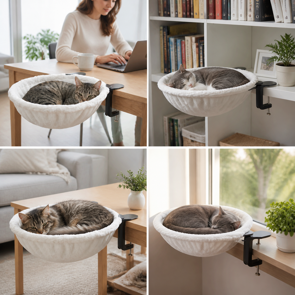Premium Hanging Cat Hammock for Desks & Shelves
