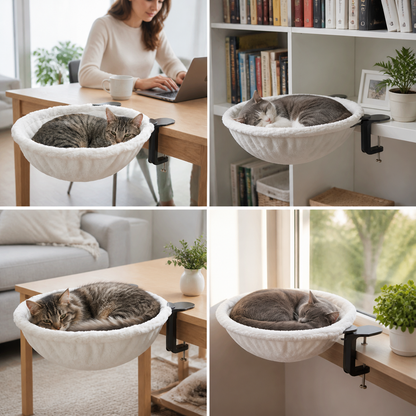 Premium Hanging Cat Hammock for Desks & Shelves