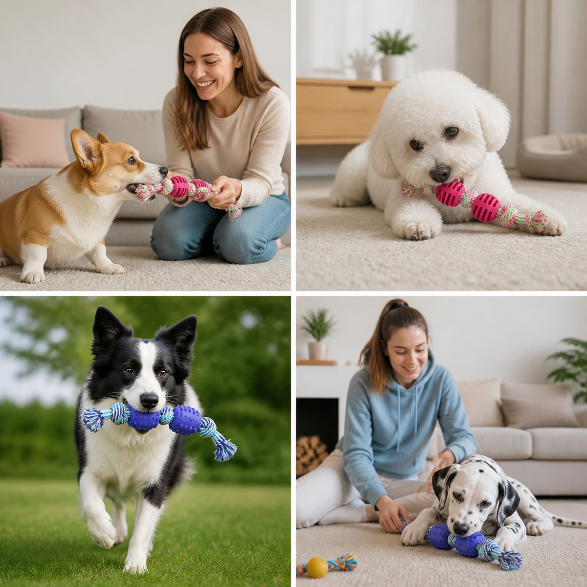 Double Knot Cotton Cord with Ball Dog Toy