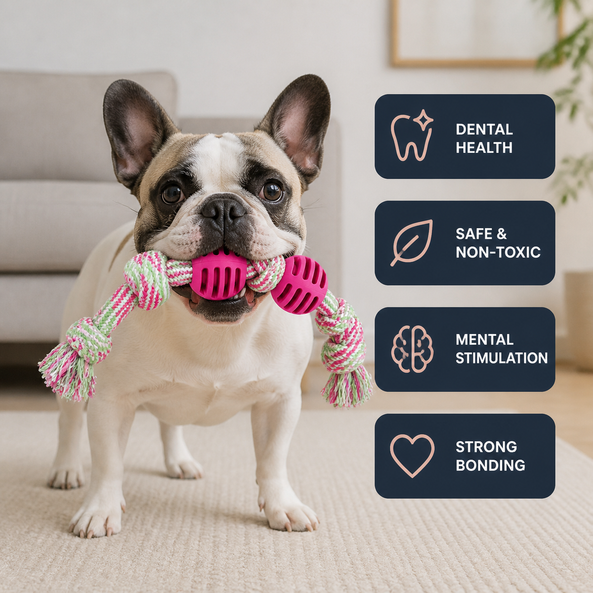 Double Knot Cotton Cord with Ball Dog Toy