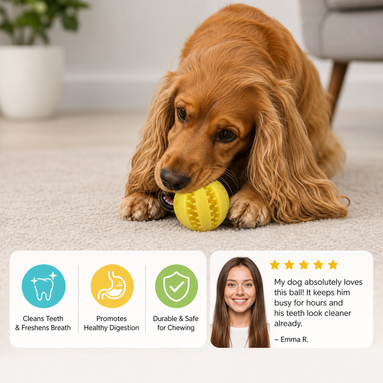 Dog Treat Chew Ball for Dental Cleaning