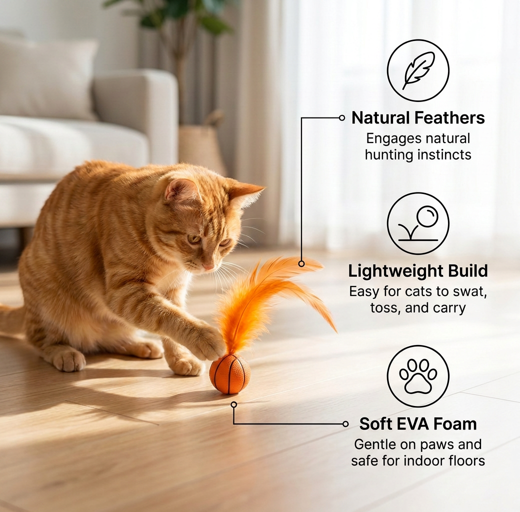 Cat Feather Rubber Ball Toy