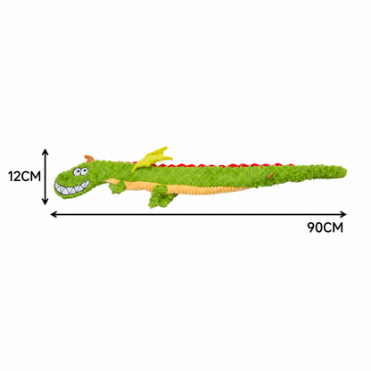 Durable Plush Dragon Dog Toy – Squeaky Crinkle Tug Toy