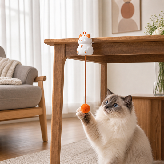 Interactive Rechargeable Cat Toy – Automatic Lifting Pom-Pom Teaser