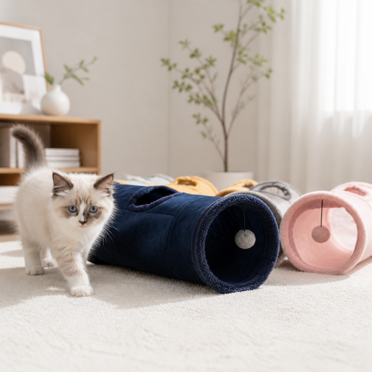 Collapsible Winter Suede Cat Tunnel