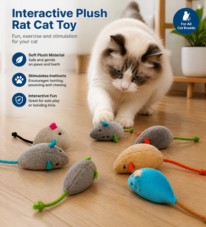 3/7 Piece Interactive Plush Rat Cat Toy