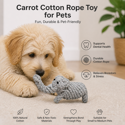 Carrot Cotton Rope Toy for Pets