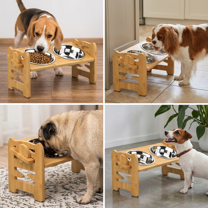 Raised Bamboo Pet Bowls