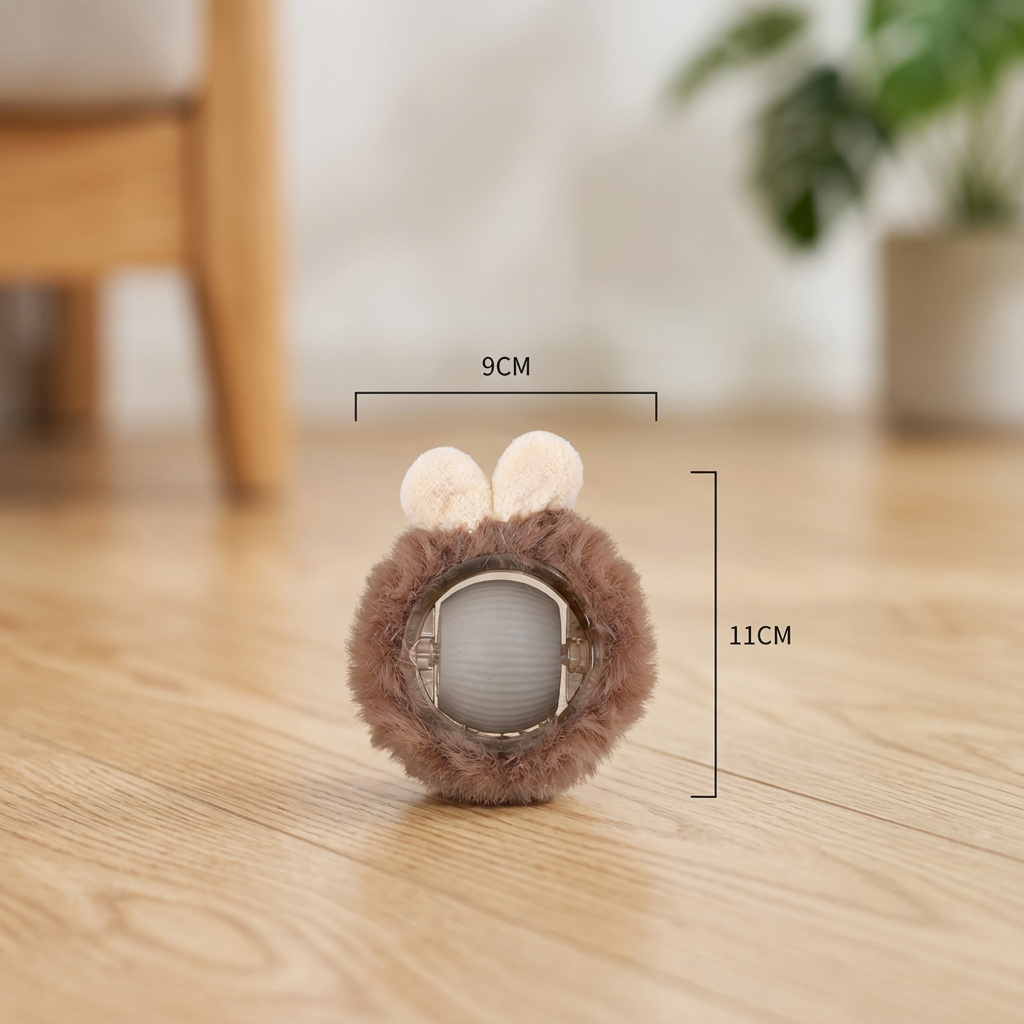 Active Rolling Ball with Fur for Cats
