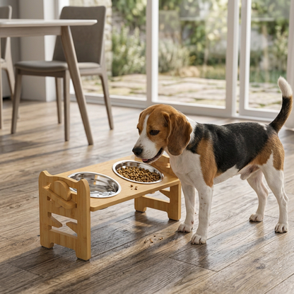 Raised Bamboo Pet Bowls