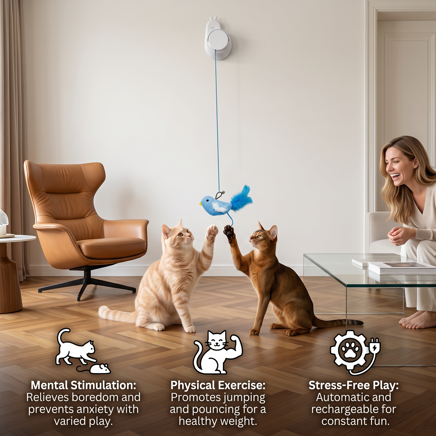 Automatic Flying Bird Cat Toy – Rechargeable Interactive Hanging Teaser