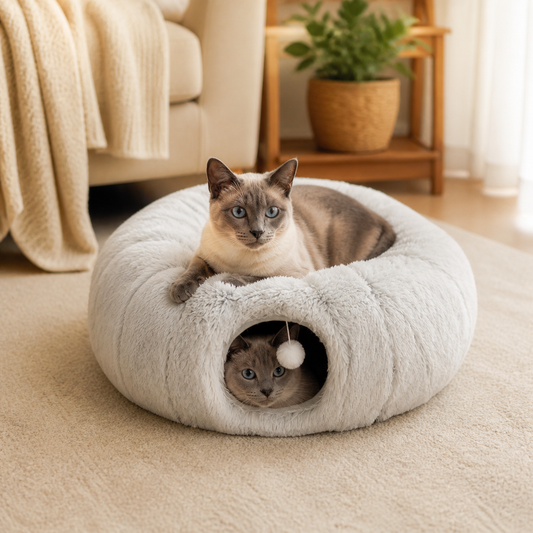 Plush Tunnel Play Bed for Cats