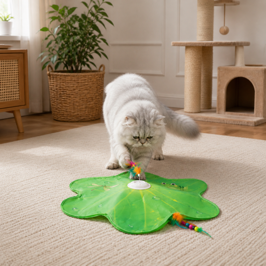 3-in-1 Interactive Butterfly Cat Toy – Play Mat with Butterfly & Feather Teasers