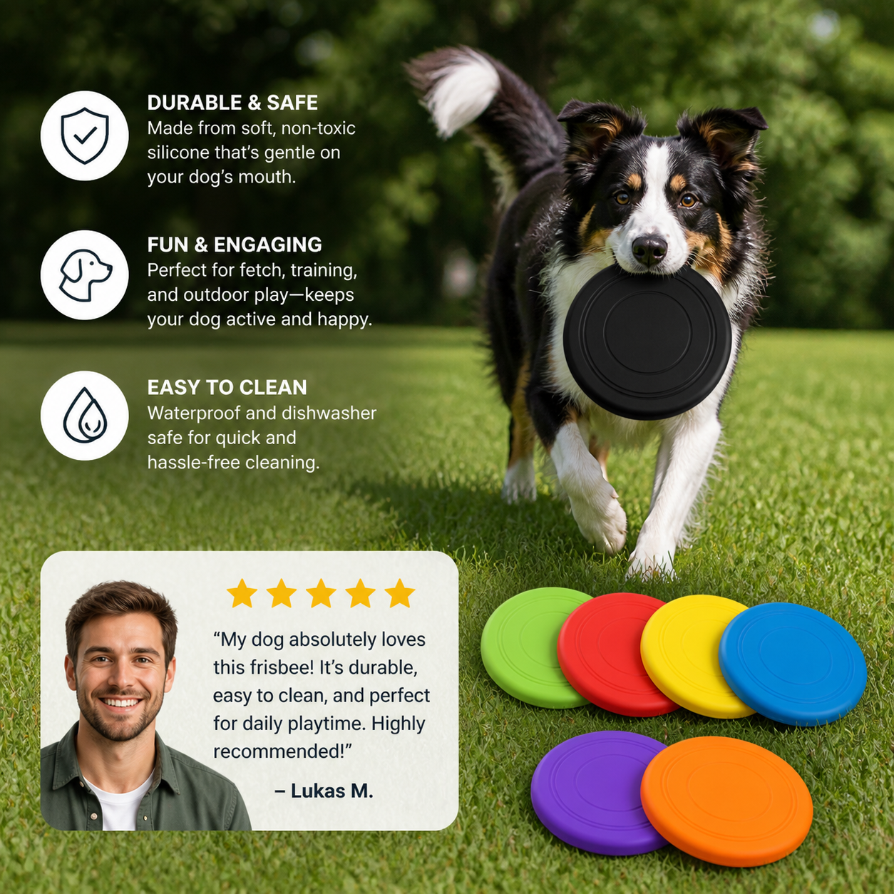 7 Colors Silicone Flying Disc Fun Dog