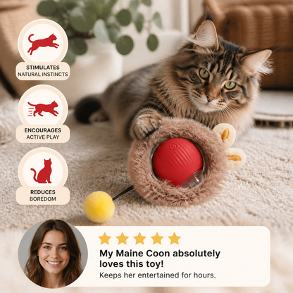 Active Rolling Ball with Fur for Cats