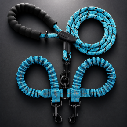 2-in-1 Double Dog Lead with 360° Swivel – Tangle-Free & Shock-Absorbing