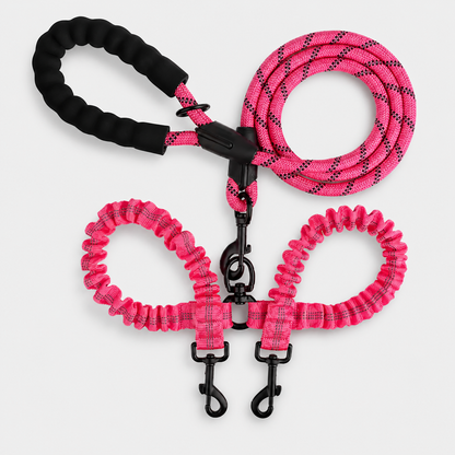 2-in-1 Double Dog Lead with 360° Swivel – Tangle-Free & Shock-Absorbing