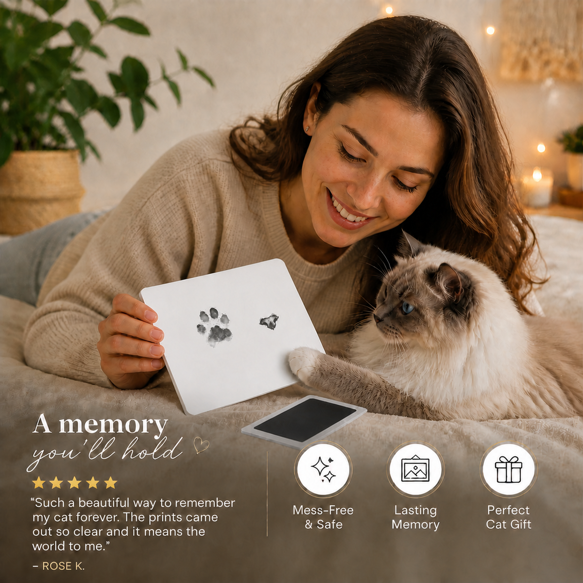 Pet Paw & Nose Print Kit – DIY Keepsake for Cat