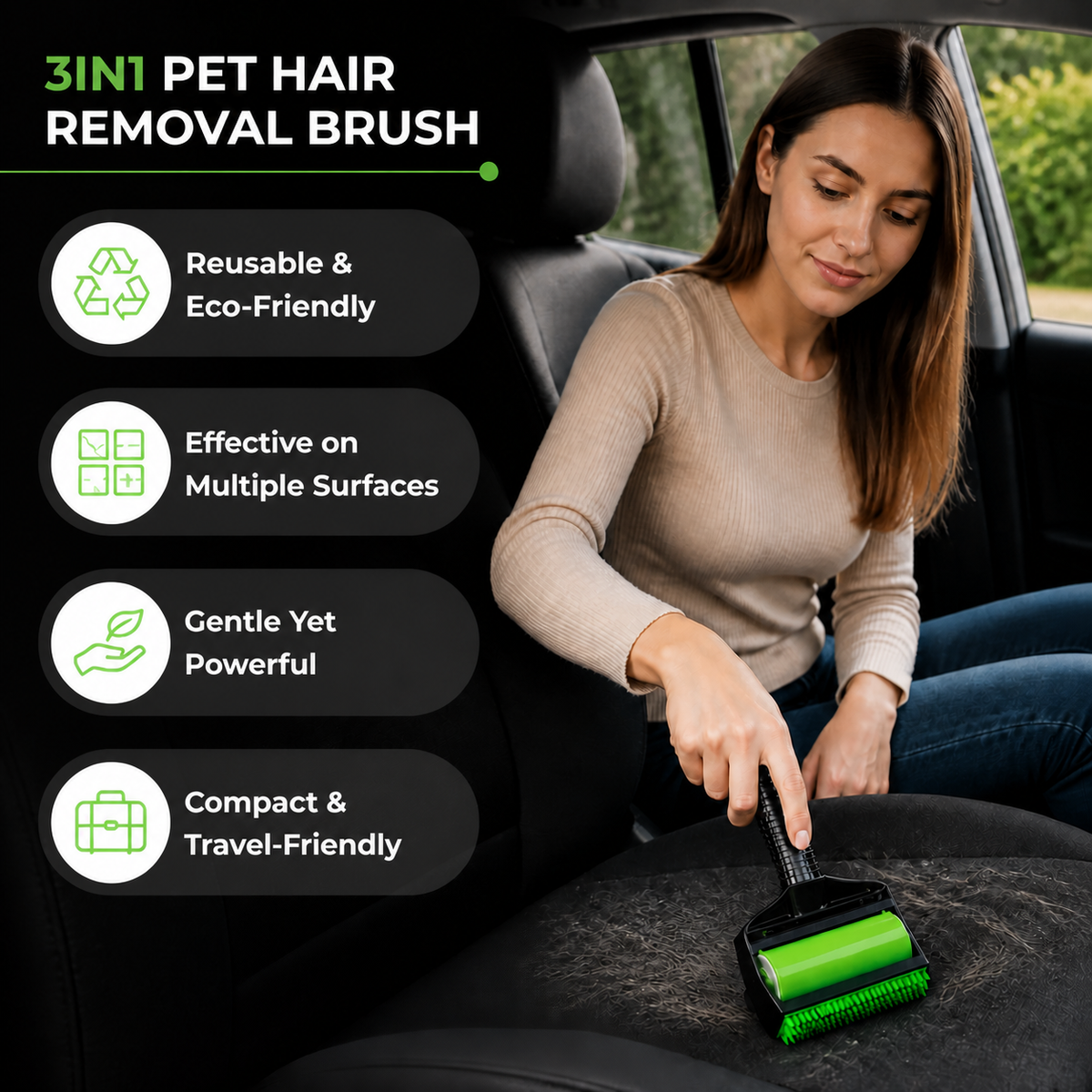 Reusable 3in1 Pet Hair Removal Brush