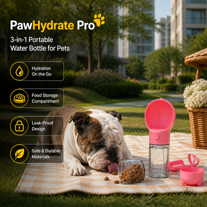 PawHydrate Pro – 3-in-1 Portable Water Bottle for Pets