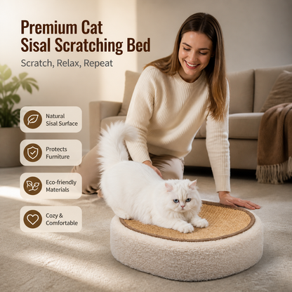 Premium Cat Sisal Scratching Bed in Beige