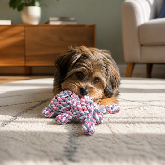 Robust chew toy set made from cotton