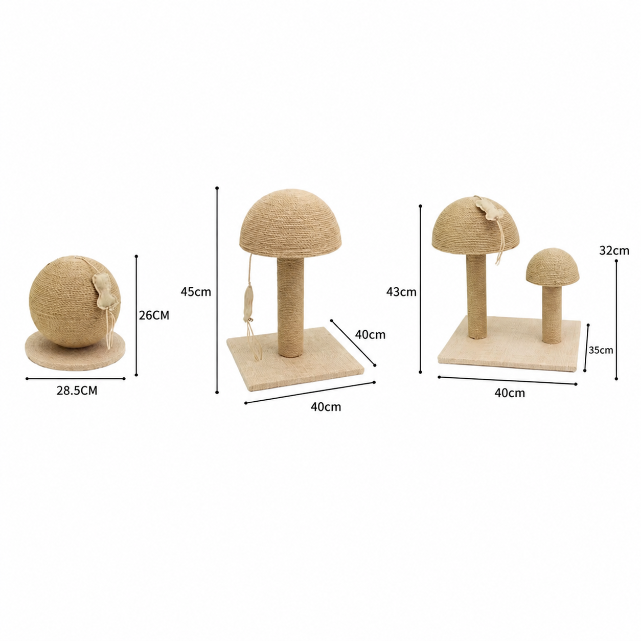 Cat Mushroom Sisal Scratching Post with Bed