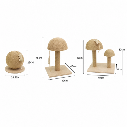 Cat Mushroom Sisal Scratching Post with Bed