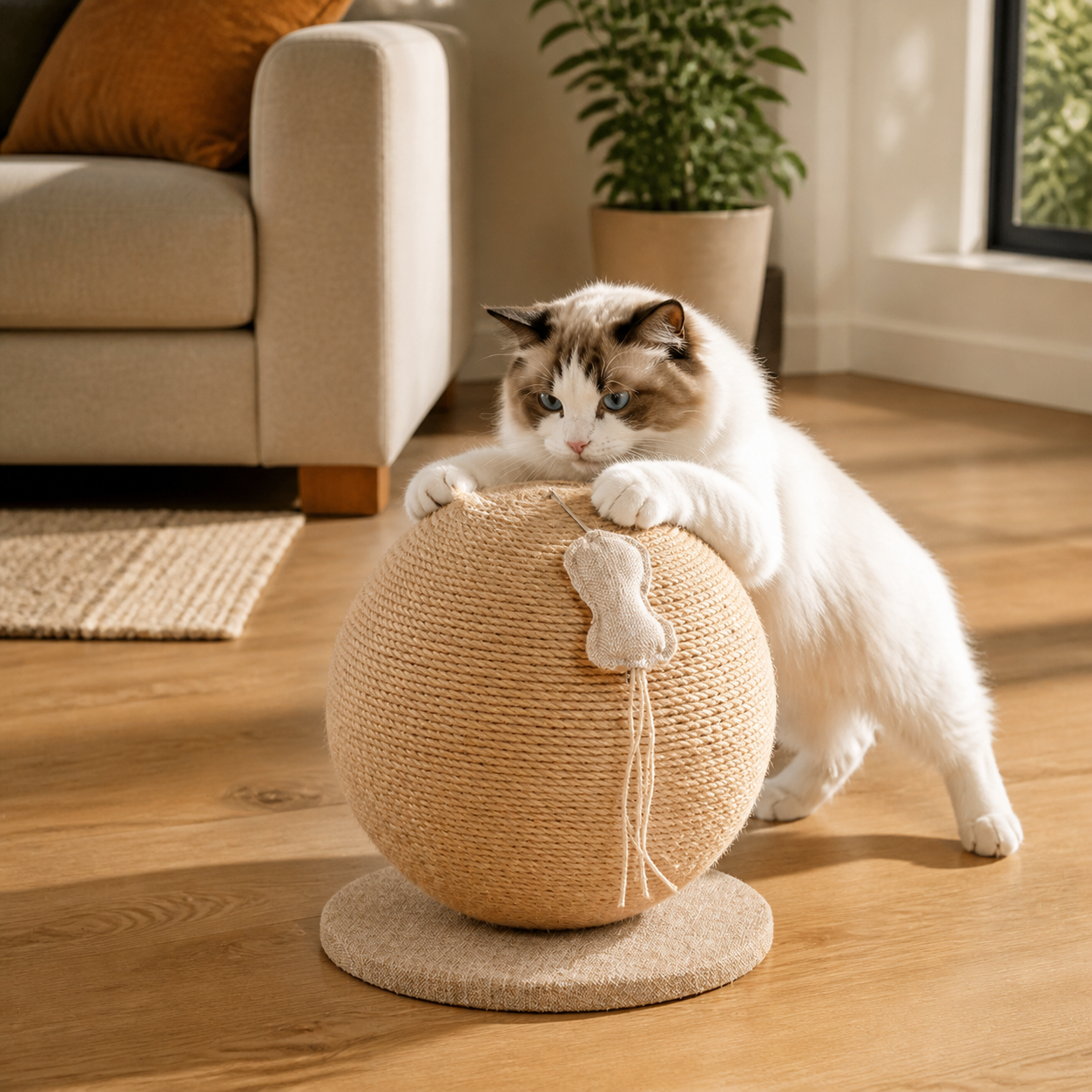 Cat Mushroom Sisal Scratching Post with Bed