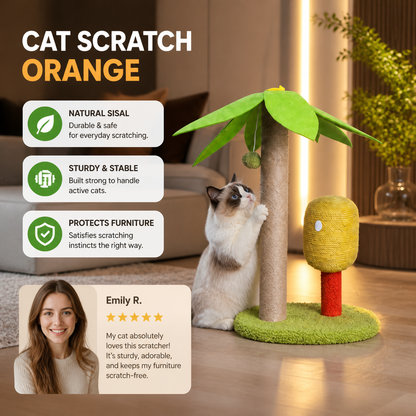 Cat Palm Sisal Scratching Post with Orange