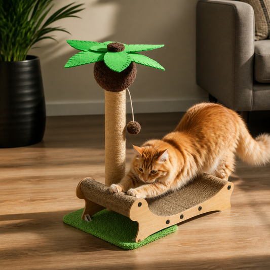 Cat Palm Tree Scratching Post with Sun Lounger