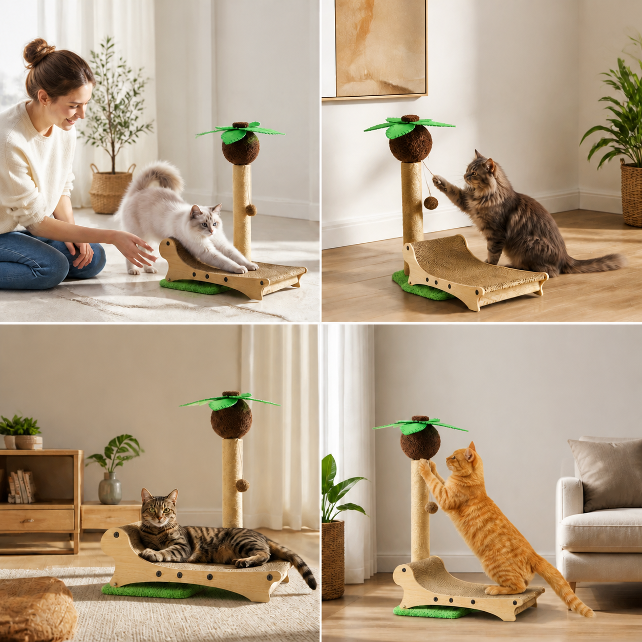 Cat Palm Tree Scratching Post with Sun Lounger