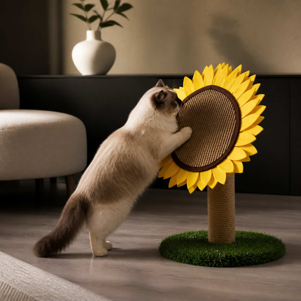 Cat Sunflower Scratching Post made of Sisal